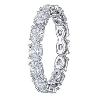 2.40 Carat Oval Diamond East-West Style Eternity Wedding Band in Platinum, Size 5.5 For Sale