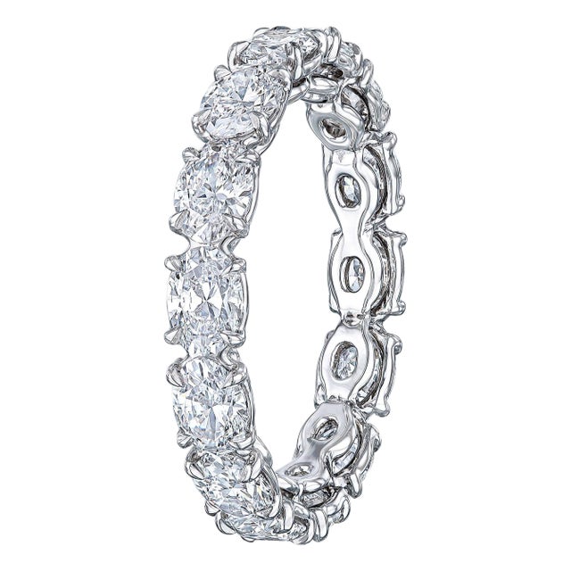 2.40 Carat Oval Diamond East-West Style Eternity Wedding Band in Platinum, Size 5.5 For Sale