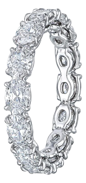 2.40 Carat Oval Diamond East-West Style Eternity Wedding Band in Platinum, Size 5.5