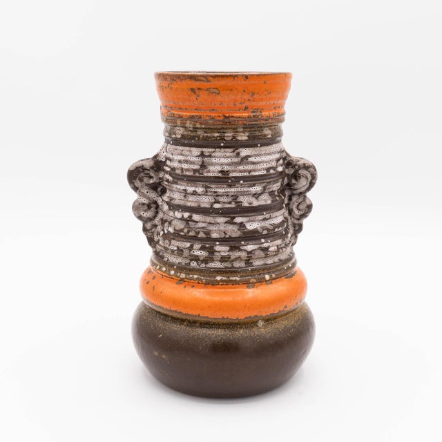 Brown Mid-Century Fat Lava Vase from Strehla, 1960s For Sale - Image 8 of 8