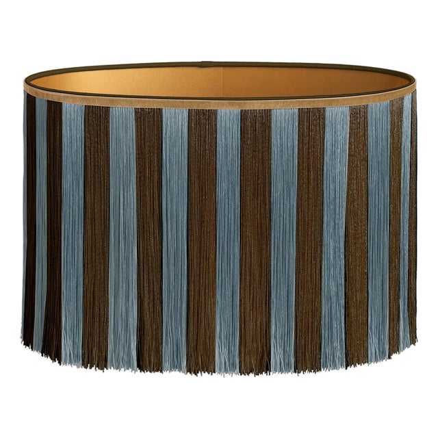 Palais Lampshade Jackie Chocolate & Smokey Blue – Fringes For Sale