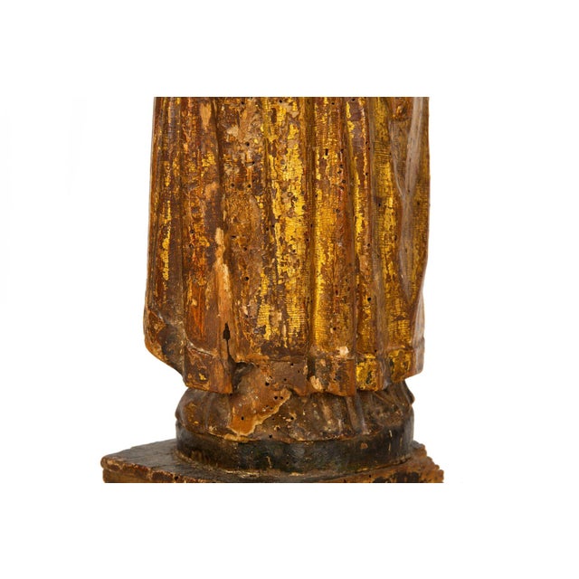 Very Fine Carved Polychromed Figure of a Bishop Saint, Circa 17th Century For Sale - Image 15 of 18