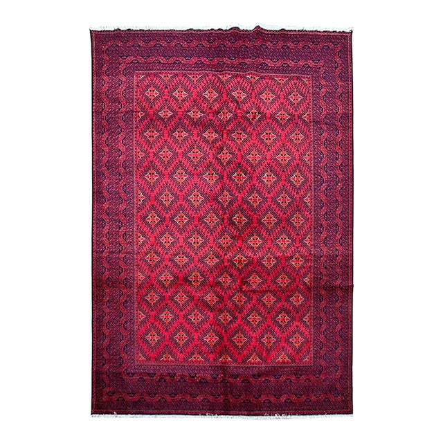 Afghan Turkmen Waziri Wool Rug 6’4” X 9’9” For Sale
