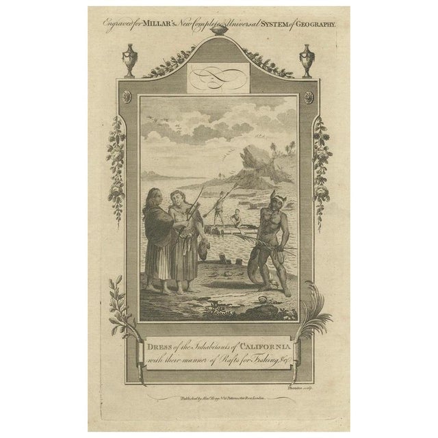 California Indigenous Dress and Fishing Rafts, 1754, Paper For Sale - Image 9 of 9