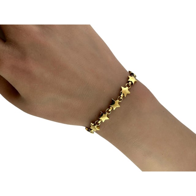 Late 20th Century Tiffany & Co 14k Yellow Gold Star Link Bracelet For Sale - Image 9 of 9