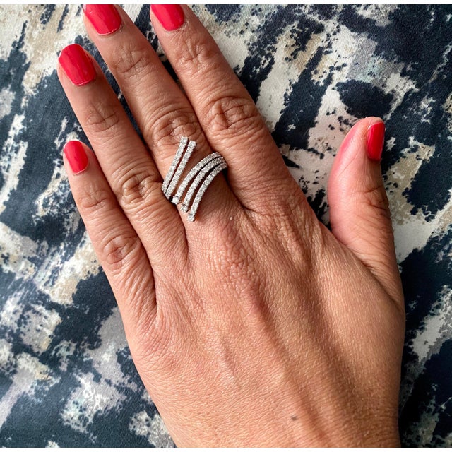 1.01 Carat Diamond Cocktail 14 Karat White Gold Ring, Size 7 For Sale - Image 4 of 6