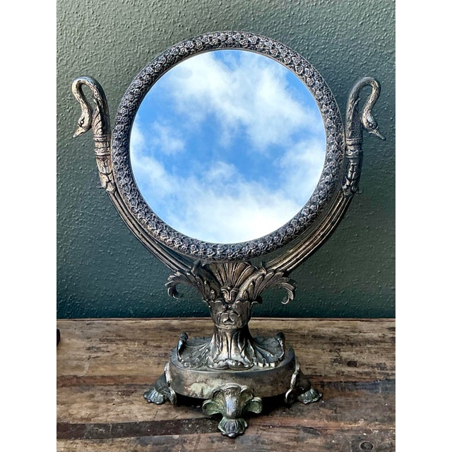 Vintage Swan Table Mirror For Sale - Image 10 of 12
