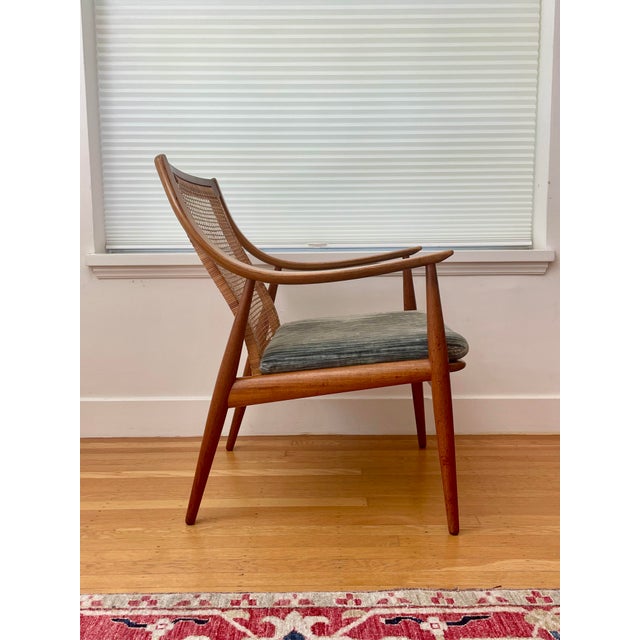 1960s Pair of 1960s Peter Hvidt & Orla Moregaard Teak Lounge Chairs With Caned Backs For Sale - Image 5 of 17