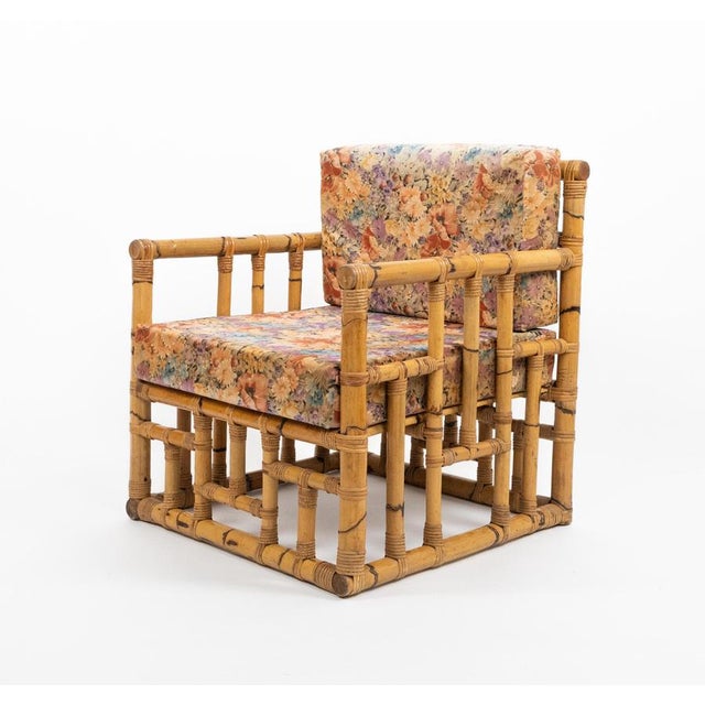 Mid-Century Bamboo and Rattan Armchairs attributed to Vivai del Sud, Italy, 1970s, Set of 2 For Sale - Image 9 of 16