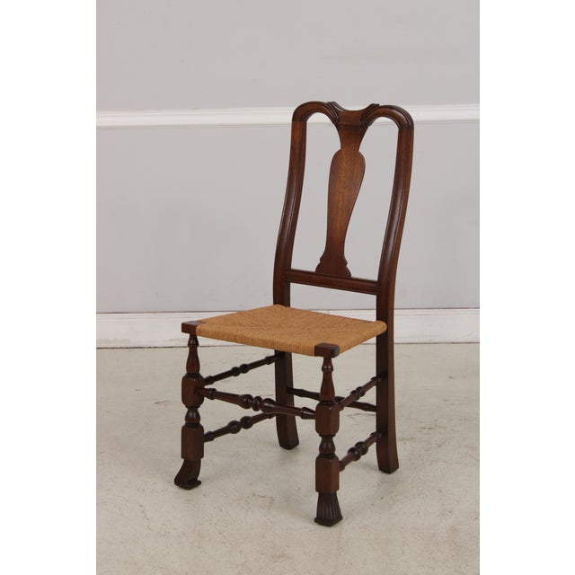 Set of 8 Country Queen Anne Rush Seat Dining Chairs For Sale - Image 10 of 18