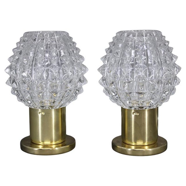 Mid-Century Table Lamps with Prismatic Glass Shades, Czech, 1970s, Set of 2 For Sale - Image 12 of 12