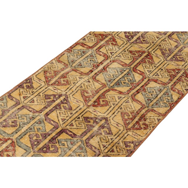 Rug & Kilim Vintage Zeki Müren Rug in Gold With Red and Blue Patterns, by Rug & Kilim For Sale - Image 4 of 7