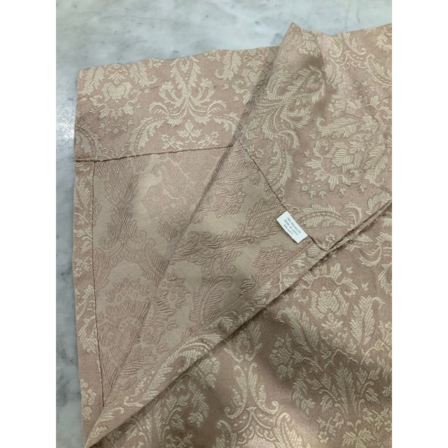 A beautifully detailed single vintage valance in a classic beige damask polyester with an ornate braided gimp and tassel...