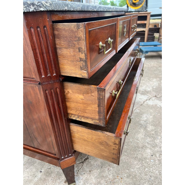 Coffee French 19th Century Louis XVI Marble Top Mahogany Chest of Drawers For Sale - Image 8 of 12