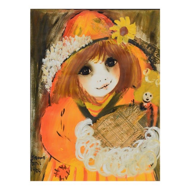 Impressionist Petite Fille De Fleur - Mid Century Parisian Flower Girl Figurative by Roger Etienne For Sale - Image 3 of 10