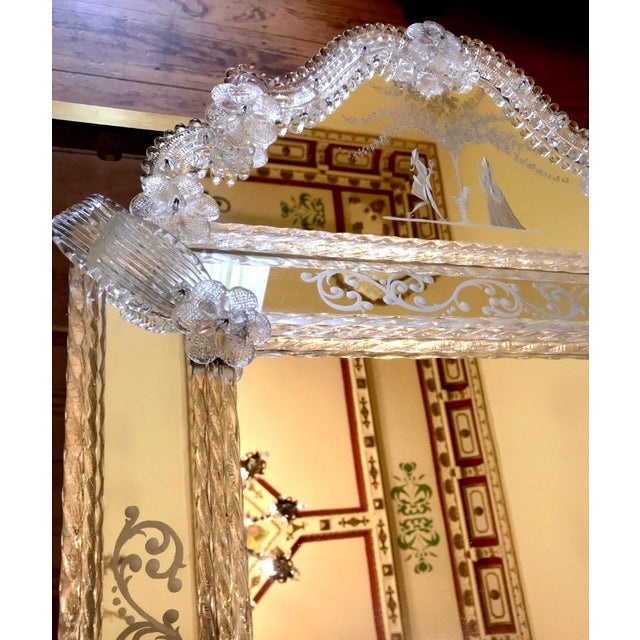 White Vintage Opulent Murano Mirror, 1920s For Sale - Image 8 of 9