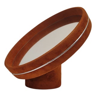 Space Age Dressing Mirror with Orange Velvet Upholstery, 1960s For Sale