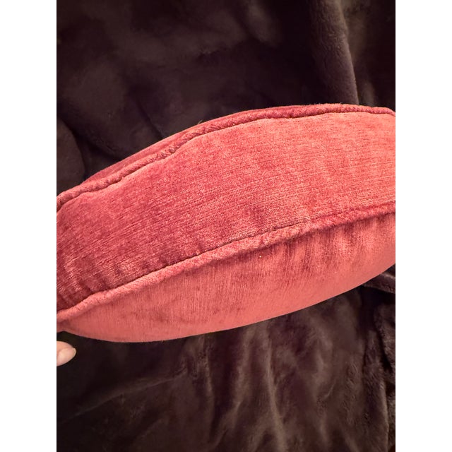 American Round Pillow Earthy Red Chenille 15 Inches—Beautiful! For Sale - Image 3 of 4