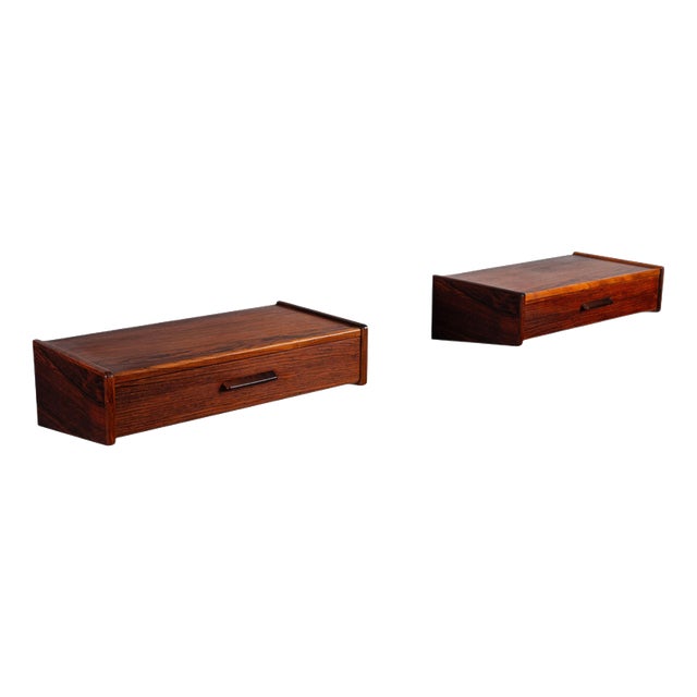 Scandinavian Floating Nightstands in Rosewood, Denmark, 1960, Set of 2 For Sale