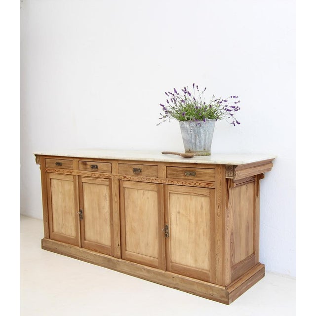 Tan French Pine and Marble Top Counter, Early 20th Century For Sale - Image 8 of 18