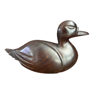 MCM Hand Carved Wooden Duck Figurine