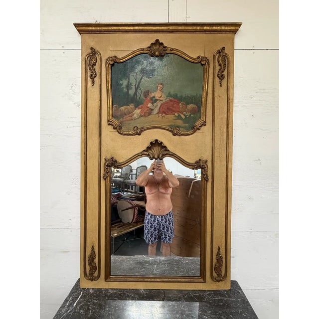 Large 19th Century French Louis XVI Trumeau Mirror For Sale - Image 4 of 13