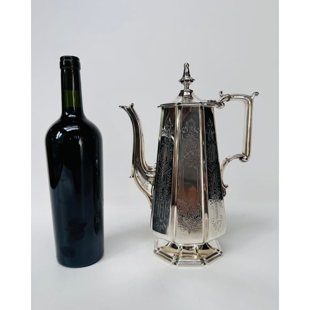 Antique S & Co Engraved Silver Plate Coffee Pot For Sale - Image 15 of 15