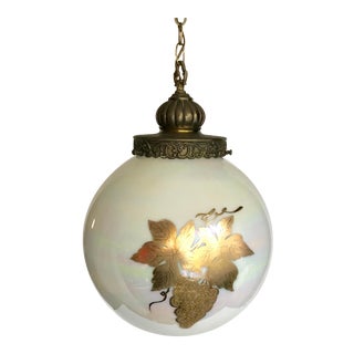 Vintage Mid Century Iridescent and Gold Globe Hanging Pendant For Sale
