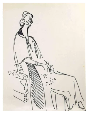 Reynold Arnould, Woman, Ink Drawing, 1970