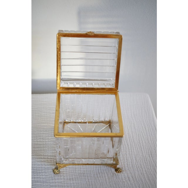 Metal Mid-Century Fabergé Crested 24k Gold Crystal Clawfoot Baccarat Box, Signed by Tatiana Fabergé For Sale - Image 7 of 18