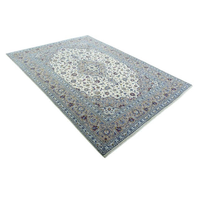 Mid-Century Modern Middle Eastern Hand-Knotted Kashan Cork Rug For Sale - Image 3 of 12