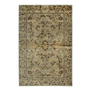 8x10 Green Hand-Knotted Wool Floral Scrollwork Geometric Modern Carpet Rug For Sale