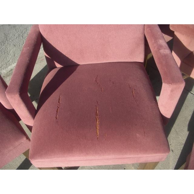 1980s Upholstered Dining Arm Chairs With Chunky Brass Legs Set of 6