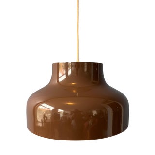 Mid-Century Brown Metal Pendant Light, 1970s For Sale