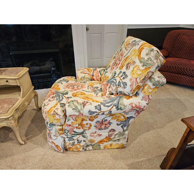 Baker Furniture Company Baker Furniture Floral Print Swivel Chairs For Sale - Image 4 of 15