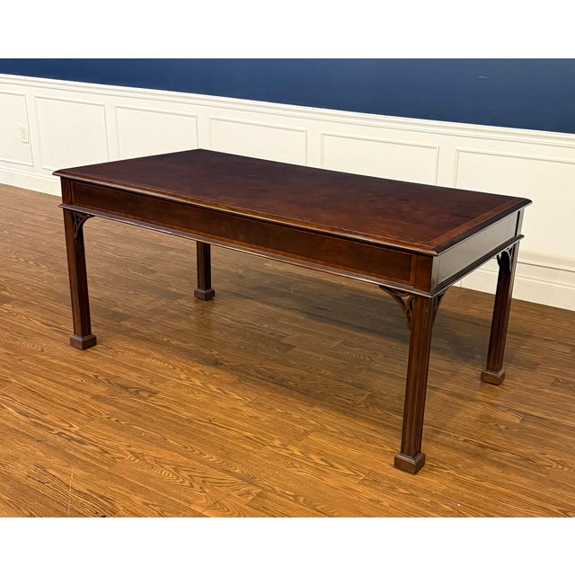 Wood Classic Chippendale Mahogany Writing/Library Desk by Leighton Hall - Showroom Sample For Sale - Image 7 of 10