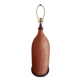 Vintage Mid Century Bottle Shaped Wicker Floor Lamp For Sale