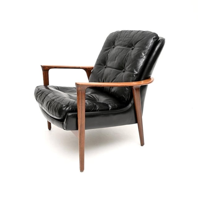 1960s Vintage Swedish Armchair in Leather by Inge Andersson from Brødere Andersen, 1960 For Sale - Image 5 of 11