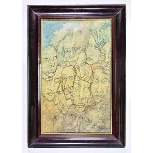 Ada Severi, Faces, 1950s, Watercolor, Framed For Sale - Image 4 of 4