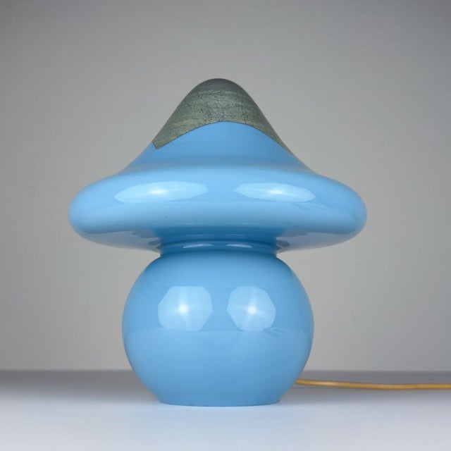 Blue Murano Glass Mushroom Table Lamp, Italy, 1970s For Sale - Image 8 of 18