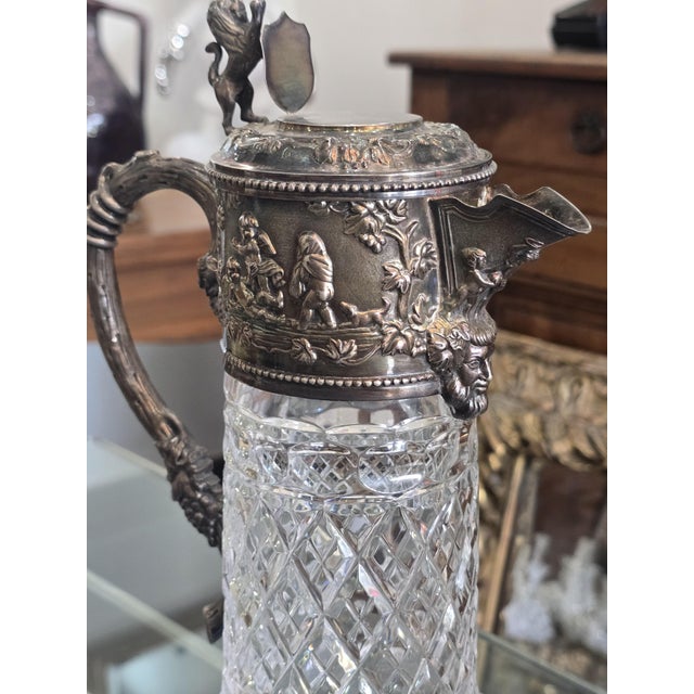 Vintage Cut Crystal and 925/1000 Sterling Silver Wine Decanter by Topázio, 1930s For Sale - Image 3 of 16