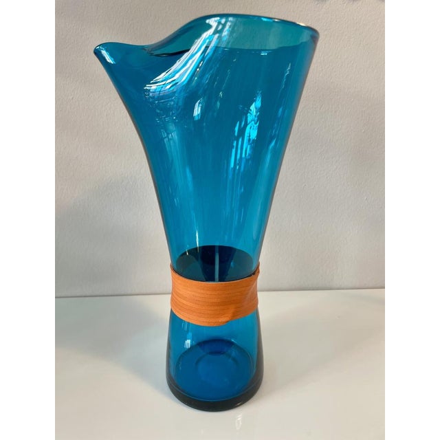 Holmegaard Swedish Modern Carafe in Turquoise by Jacob Bang for Holmegaard, 1950s For Sale - Image 4 of 9