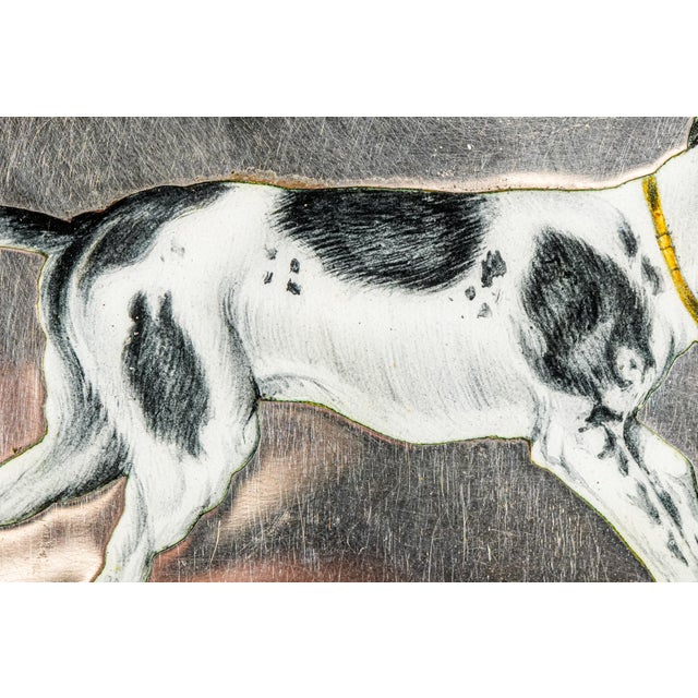 Paint 1910s Hand-Painted Enamel Hound Hunting Pointer Dog Antique Continental Silver Snuff Box For Sale - Image 7 of 17