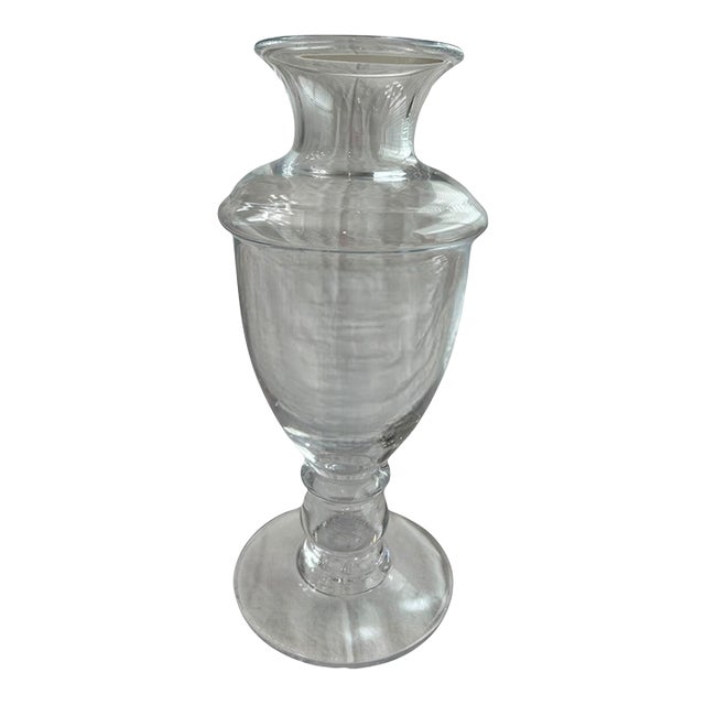 1980s Vintage Simon Pearce Large Glass Footed Vase For Sale