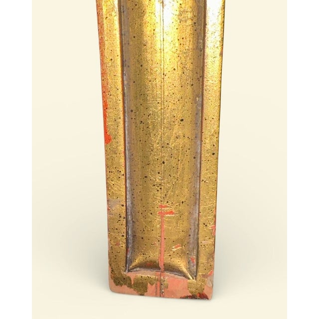 Vintage 1960s Gold Gilt Wood and Calacatta Marble Neoclassical Sled Coffee Table With Carved Fleur-De-Lis Design For Sale - Image 9 of 14