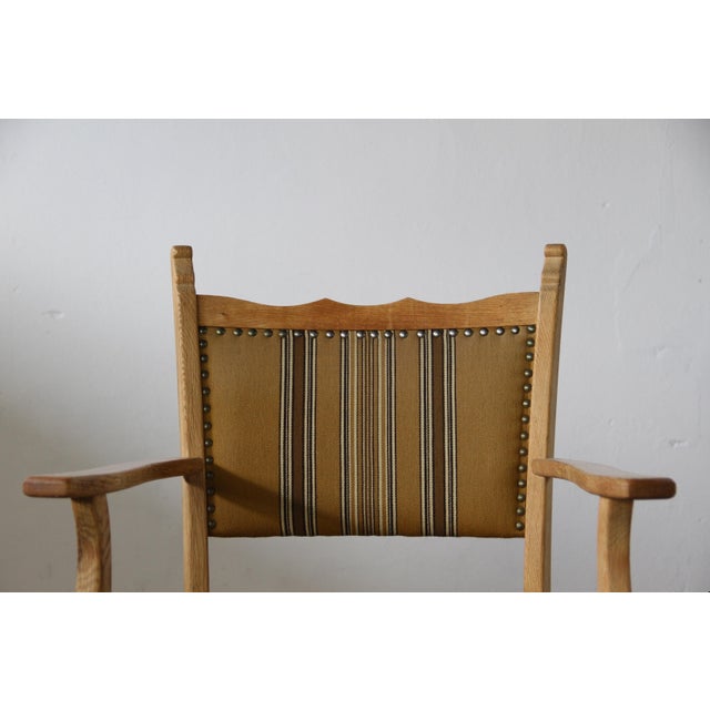 Vintage Danish Oak Brutalist Armchair in the style of Henning Kjærnulf, 1960s For Sale - Image 4 of 18