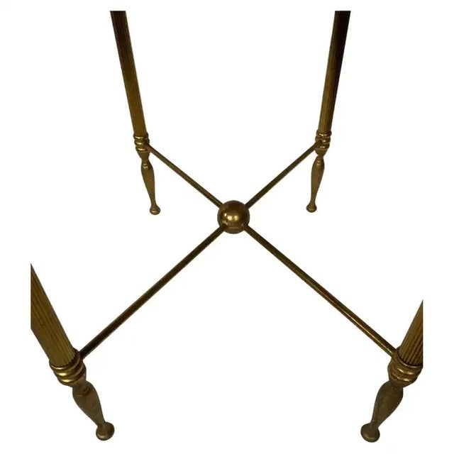 Neoclassical Maison Bagues Style Brass and Marble Side Table For Sale In Philadelphia - Image 6 of 10