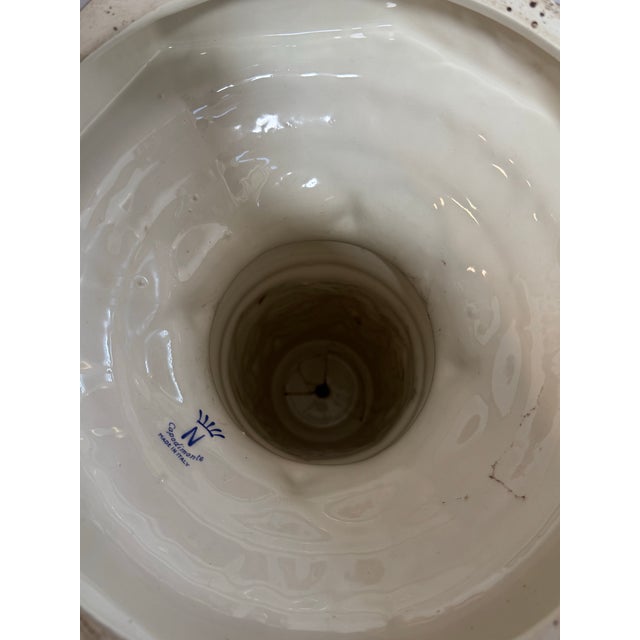 Italian Capodimonte Porcelain Pedestal With Figural Relief, 32.75” Tall For Sale - Image 12 of 12