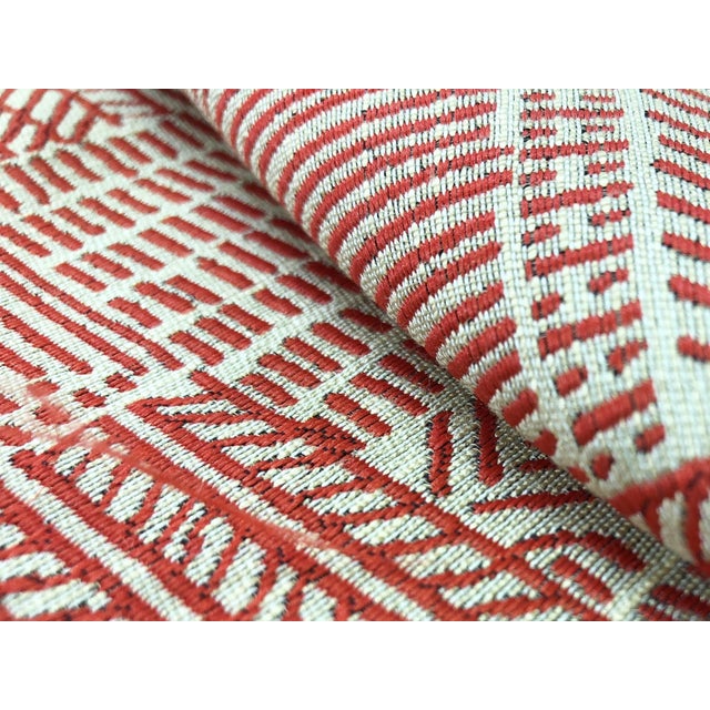 54" wide Pollack Helsinki abstract Scandinavian upholstery &amp; drapery fabric in red and beige. Price is per yard....