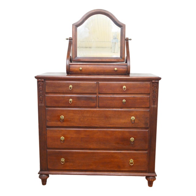 Ethan Allen Chest of Drawers and Mirror Set For Sale